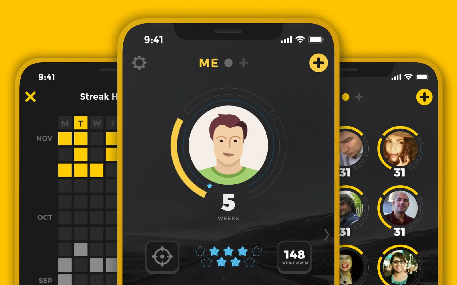 RocketJourney app: weekly streak and challenge leaderboard